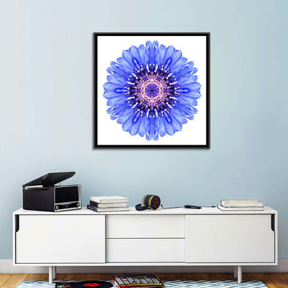 Blue Cornflower Mandala Pattern Wall Art