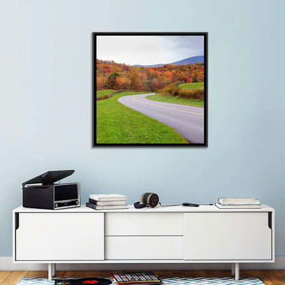 Curving Road Through Autumn Meadow Wall Art