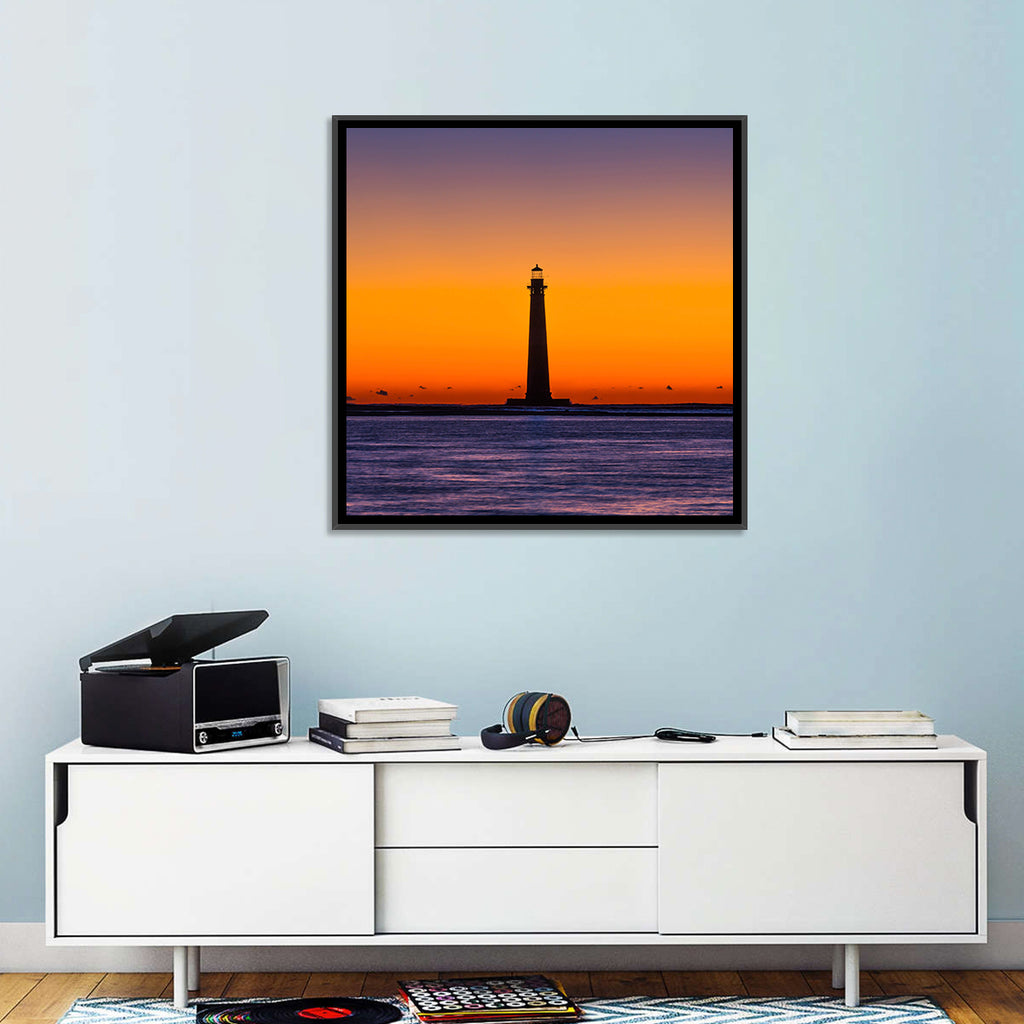 Minimalist Lighthouse Silhouette at Twilight Wall Art