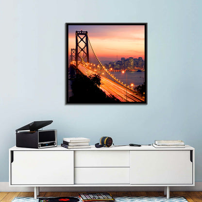 Bay Bridge Light Trails at Sunset Wall Art