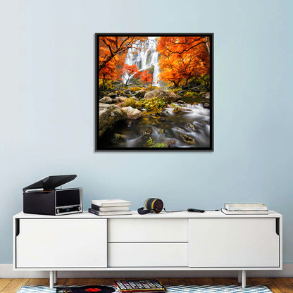 Autumn Forest Waterfall Wall Art