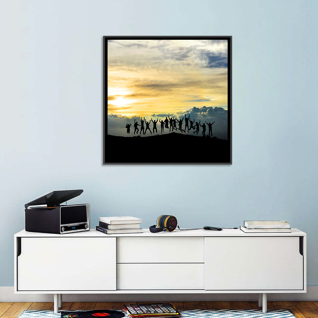 Golden Team Silhouettes at Sunset Wall Art