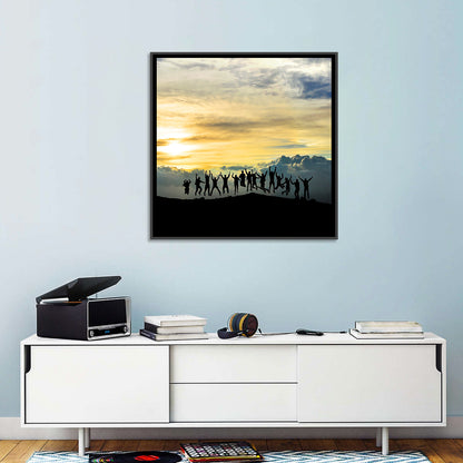 Golden Team Silhouettes at Sunset Wall Art