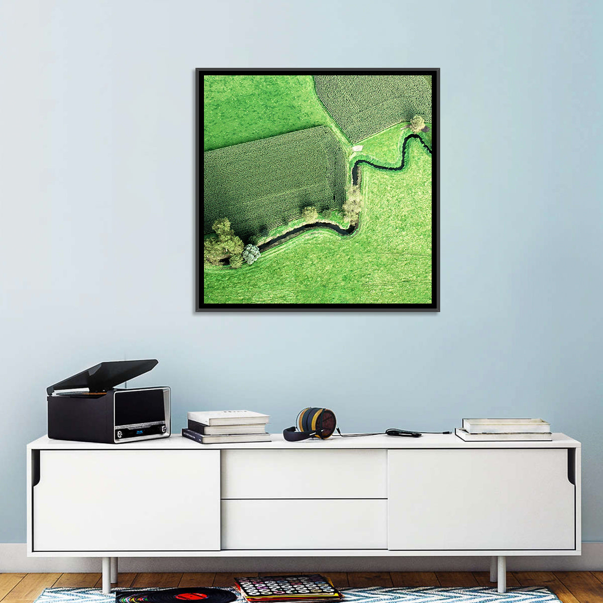 Meandering Stream Over Farmland Wall Art