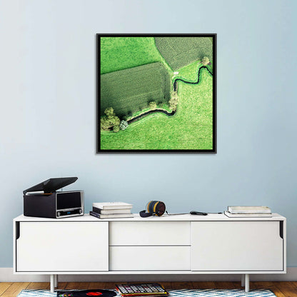 Meandering Stream Over Farmland Wall Art