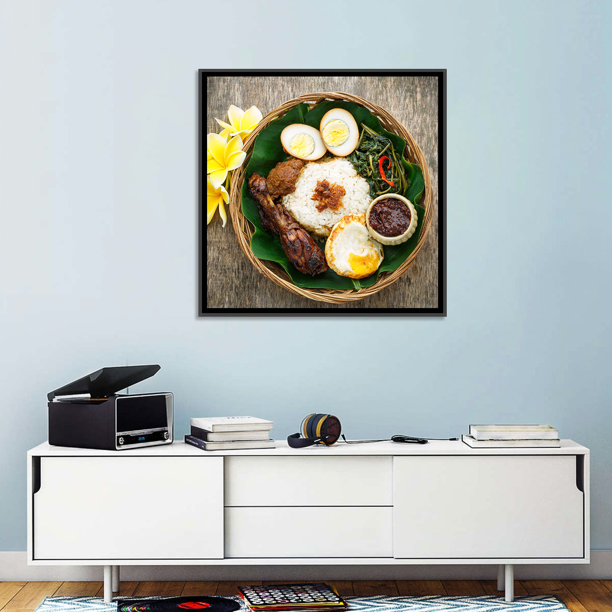 Nasi Campur in Woven Basket Wall Art