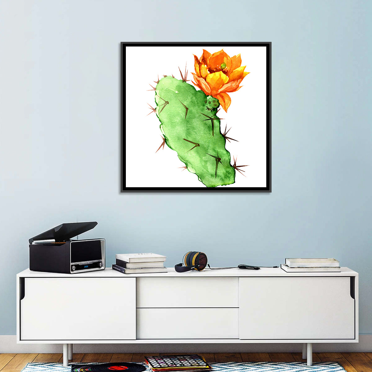 Opuntia Cactus Watercolor Wall Art