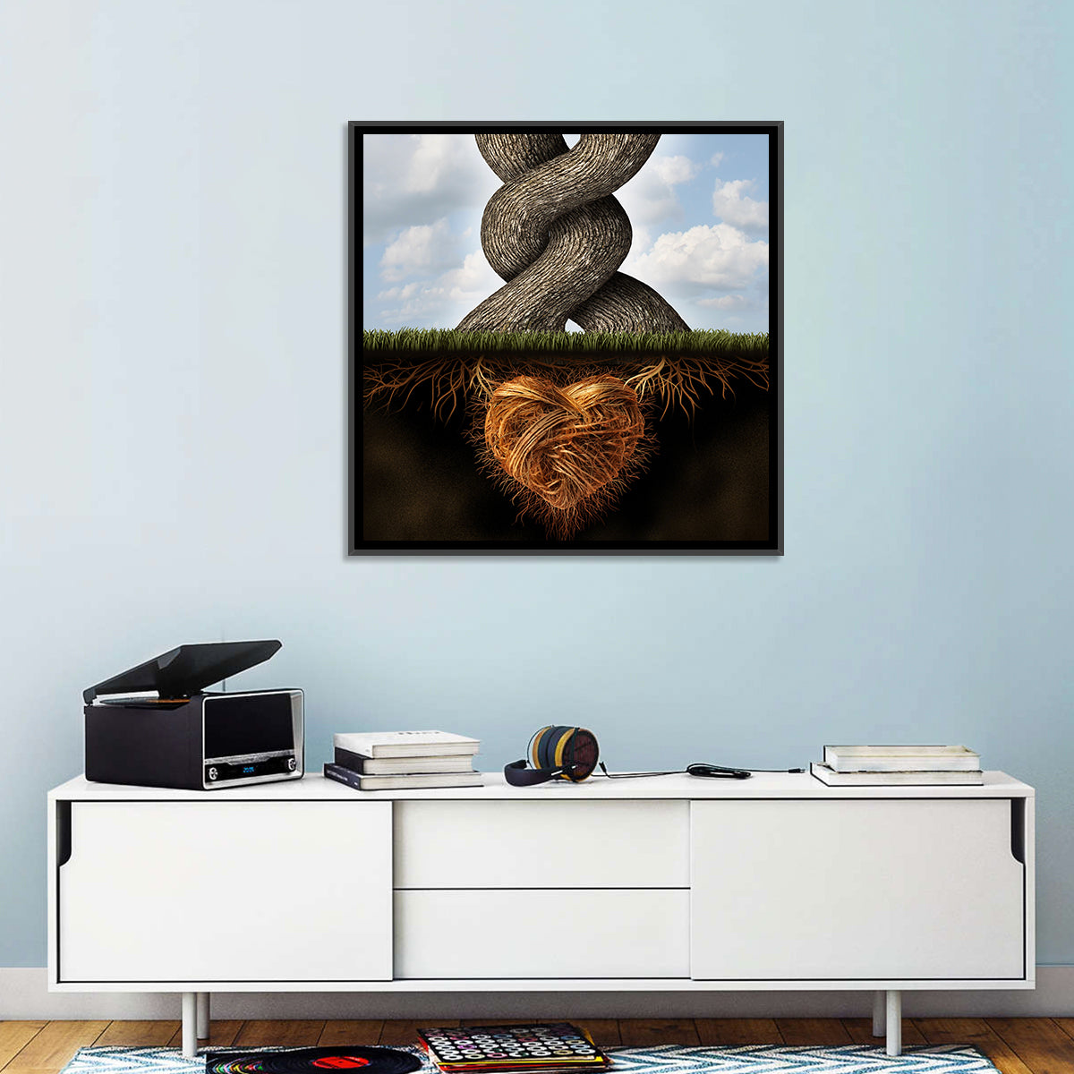 Intertwined Trees with Heart-shaped Roots Wall Art