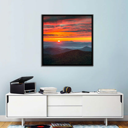 Blue Ridge Sunrise Over Misty Ridges Wall Art