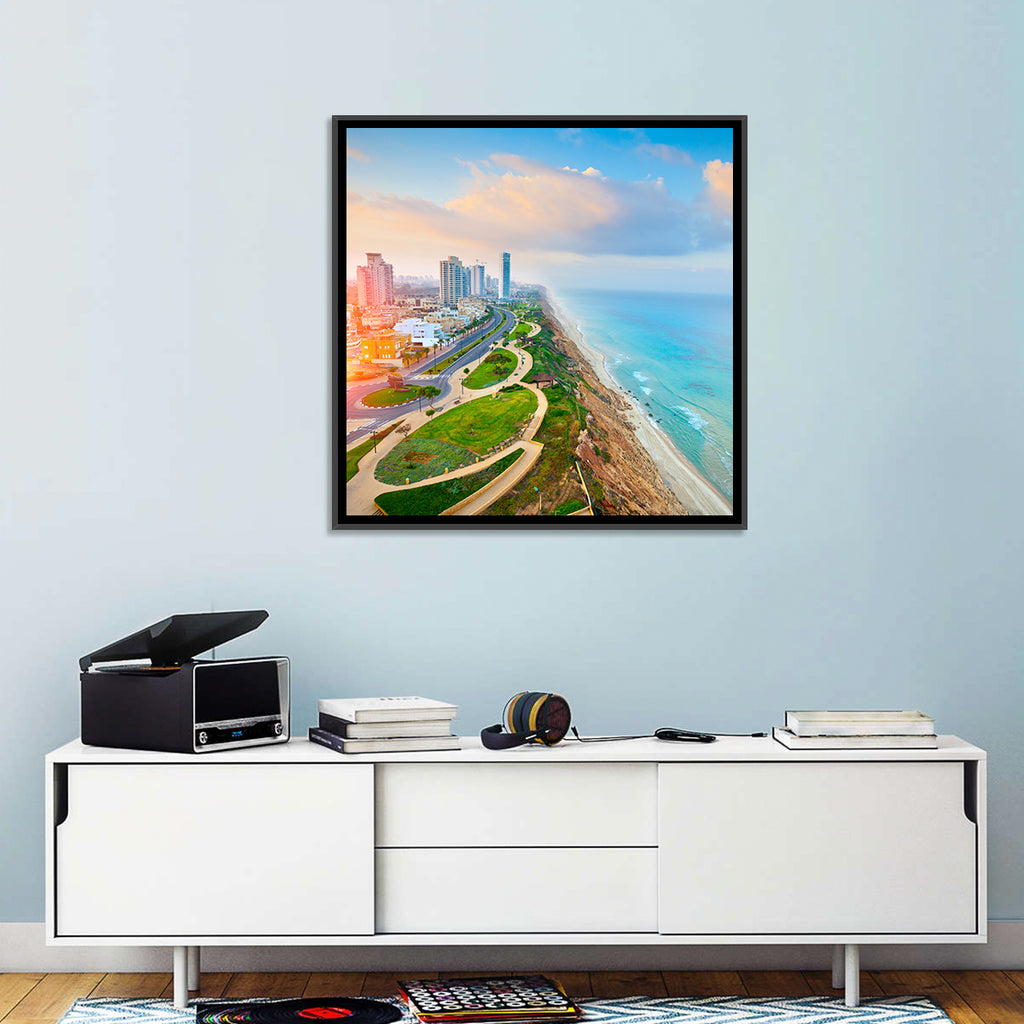 Netanya Coastline at Golden Hour Wall Art
