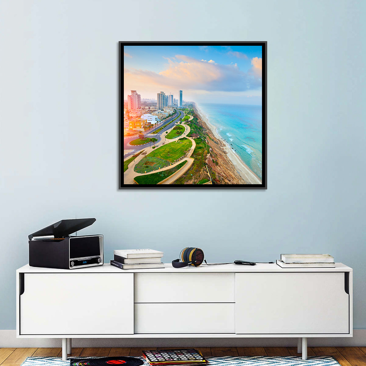 Netanya Coastline at Golden Hour Wall Art