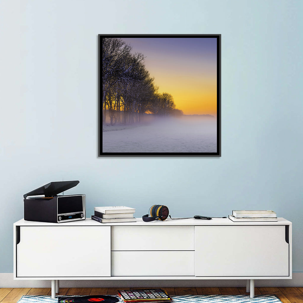 Winter Fog at Sunset Wall Art