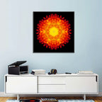 Radiant Red Kaleidoscopic Mandala Flower Wall Art
