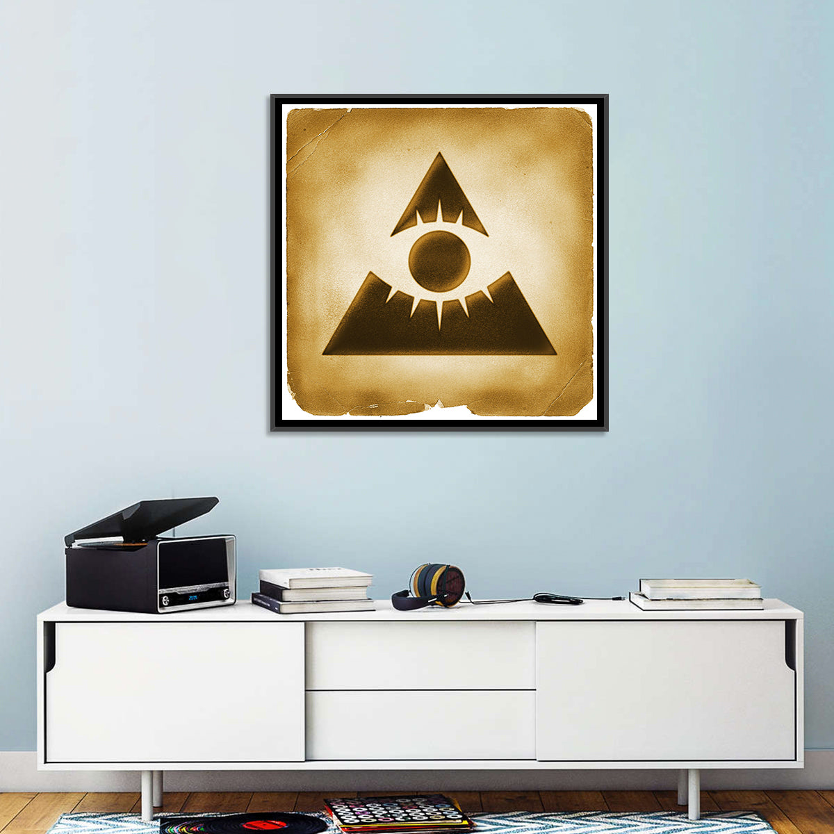Vintage Eye of Providence Wall Art in a room, square