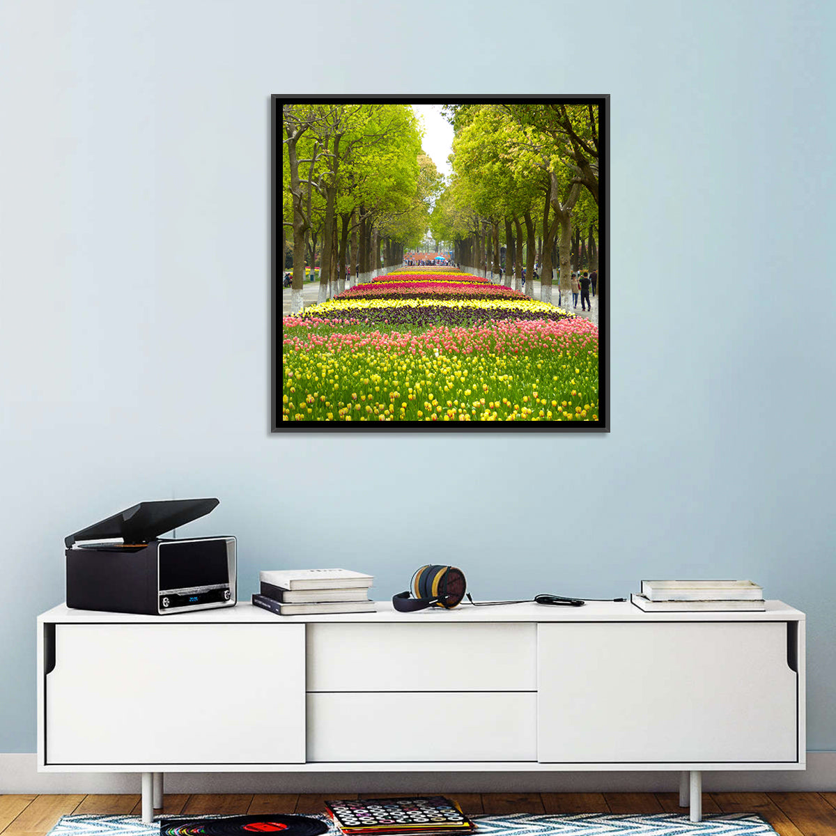 Tree-lined Tulip Garden Path Wall Art