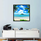 Palm-framed Tropical Island Beach Wall Art