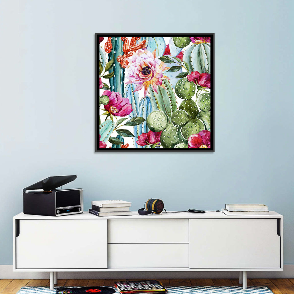 Watercolor Cactus Pattern Wall Art