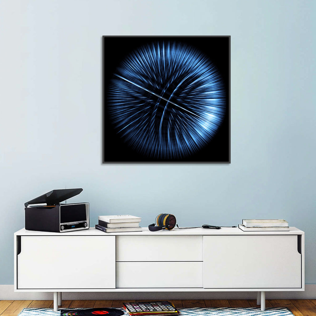 Glowing Blue Textured Sphere Wall Art