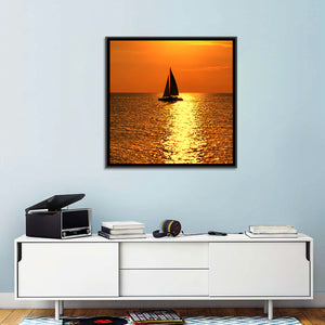 Yacht At Sunset Wall Art