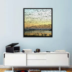 Snow Geese Over River Wall Art