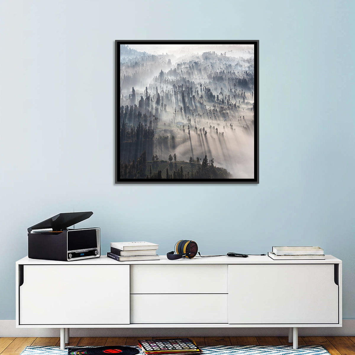 Misty Forest Sunrise Wall Art