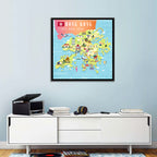 I Love Hong Kong Illustrated Cultural Map Wall Art
