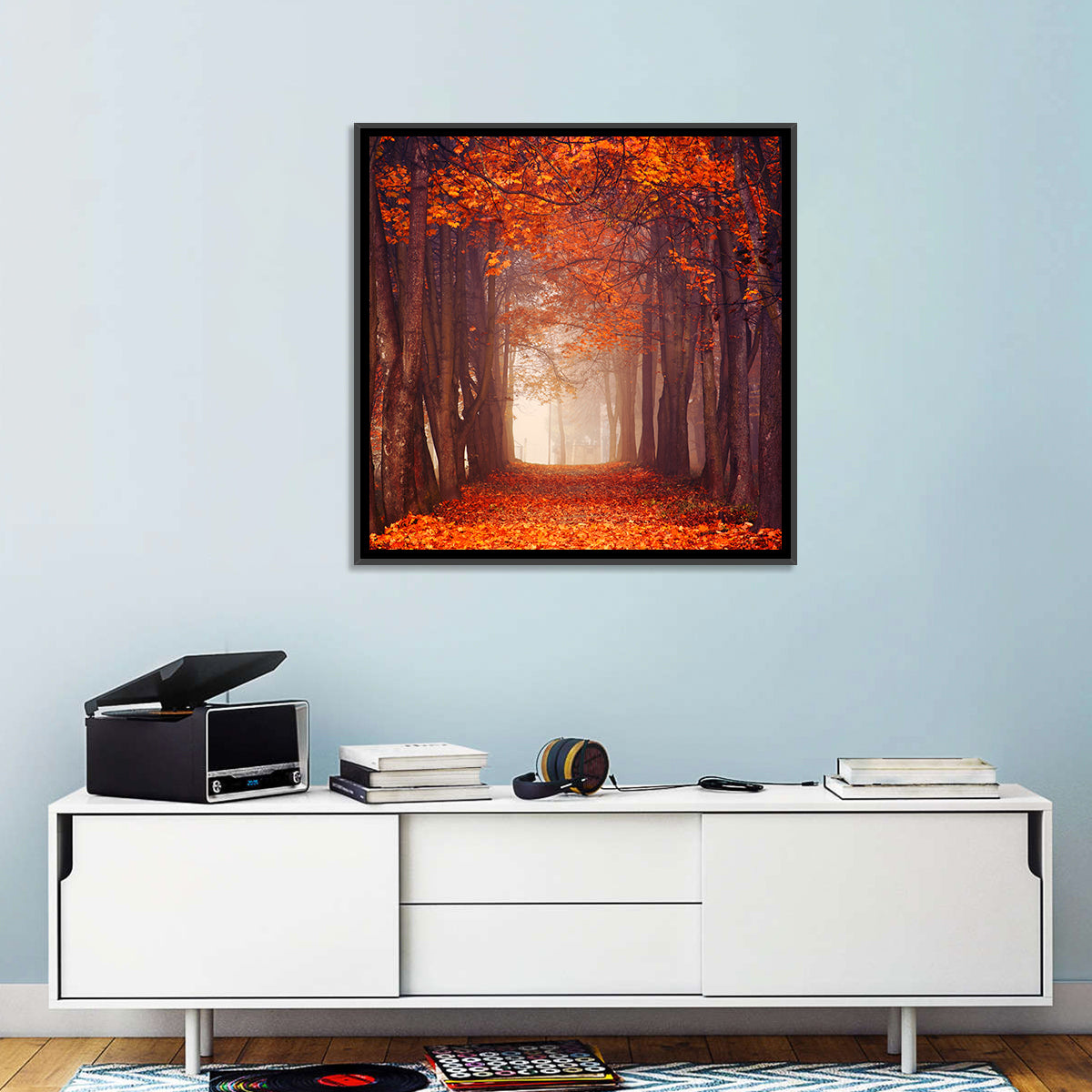 Misty Autumn Forest Path Wall Art