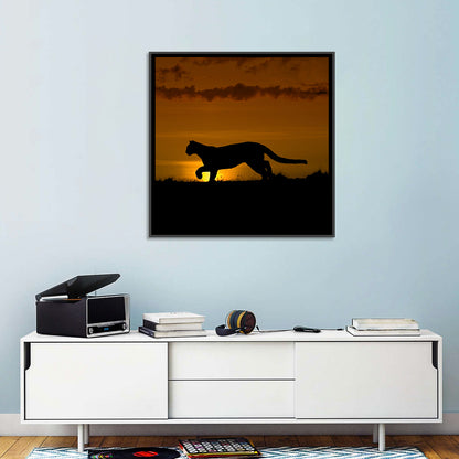 Cougar Silhouette at Sunset Wall Art