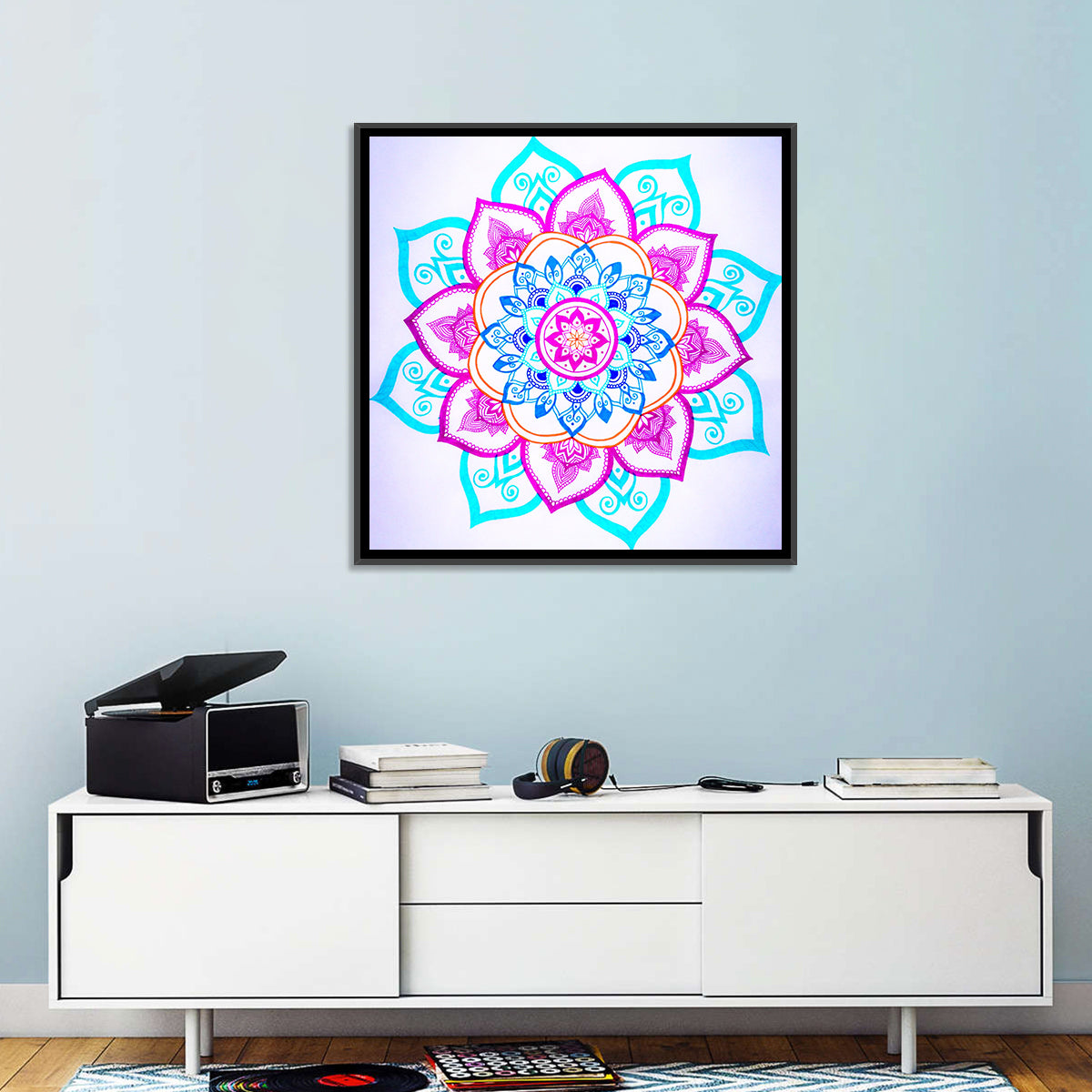 Vibrant Hand-drawn Mandala Flower Pattern Wall Art