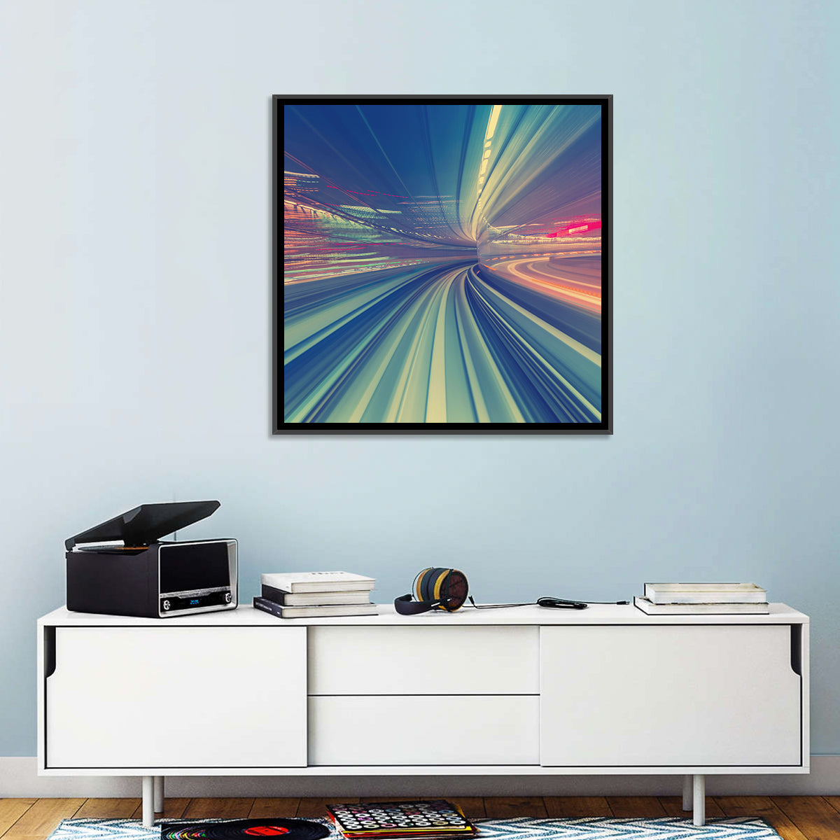 Monorail Night Light Trails Wall Art