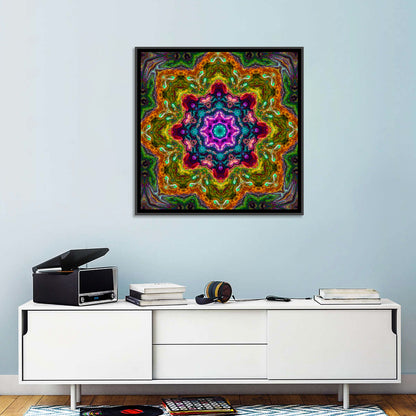 Vibrant Kaleidoscopic Mandala Ornament Wall Art