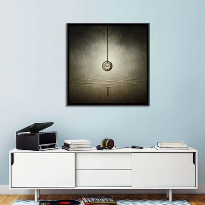 Suspended Pocket Watch in Rain Wall Art