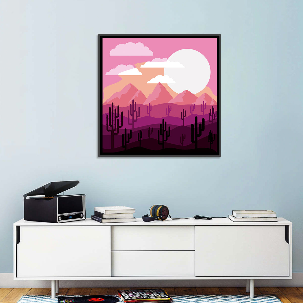 Saguaro Sunset Illustration Wall Art