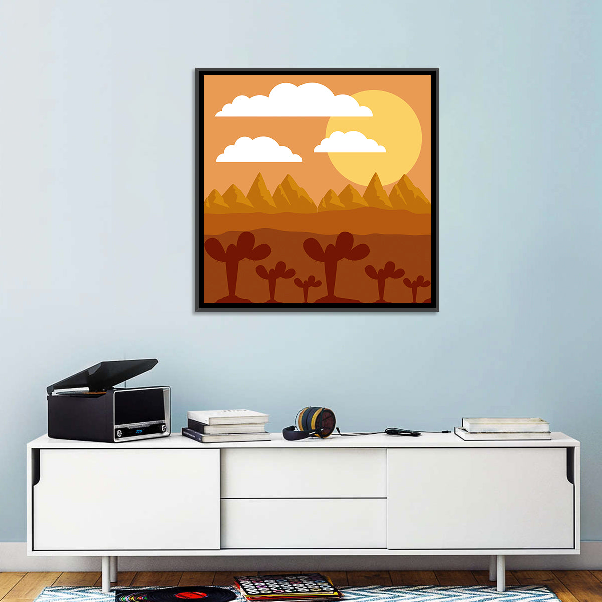 Desert Clouds Wall Art in a room, square