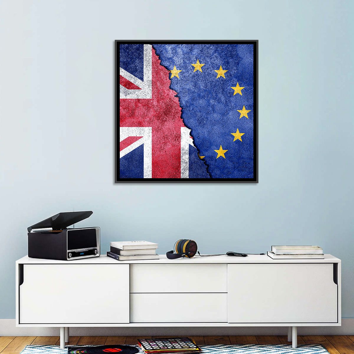 Divided Union Jack and Eu Flag Wall Art