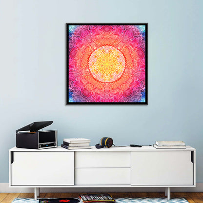 Watercolor Lace Mandala in Pink and Gold Wall Art