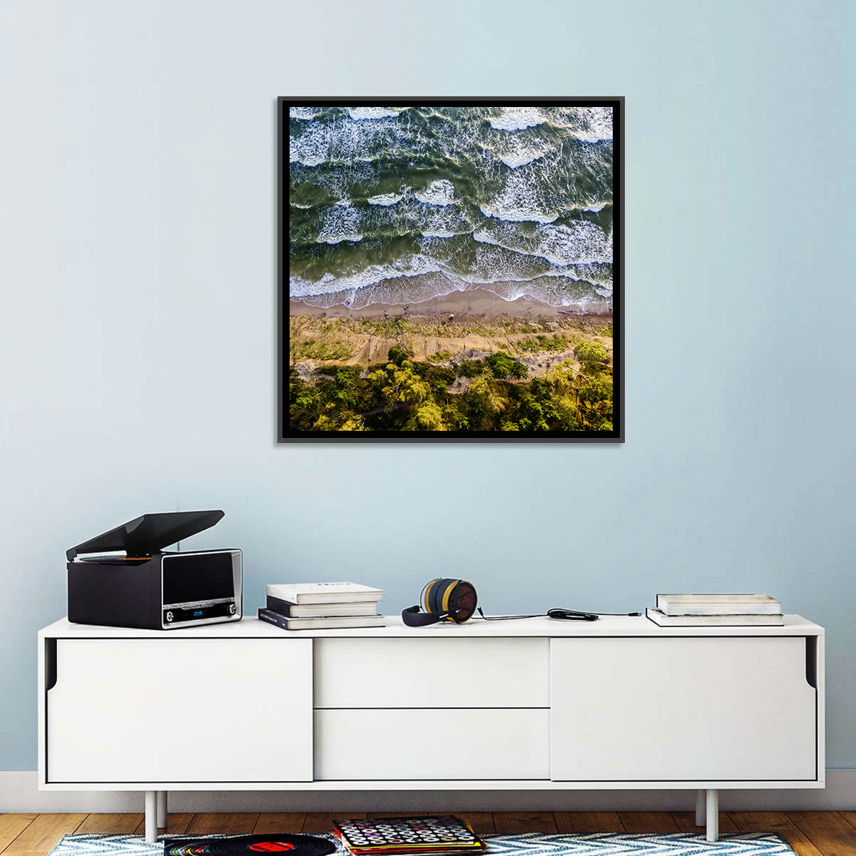 Aerial Waves Over Sandy Cliff Wall Art