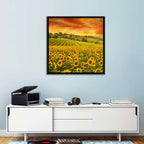 Sunflower Field at Golden Hour Wall Art