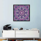 Vibrant Purple Teal Mandala Pattern Wall Art