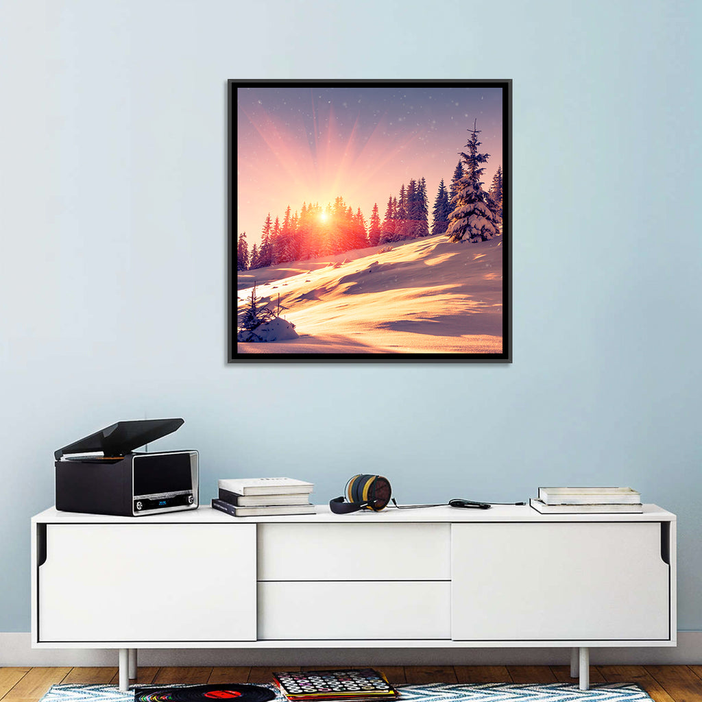Winter Mountains Sunrise Wall Art