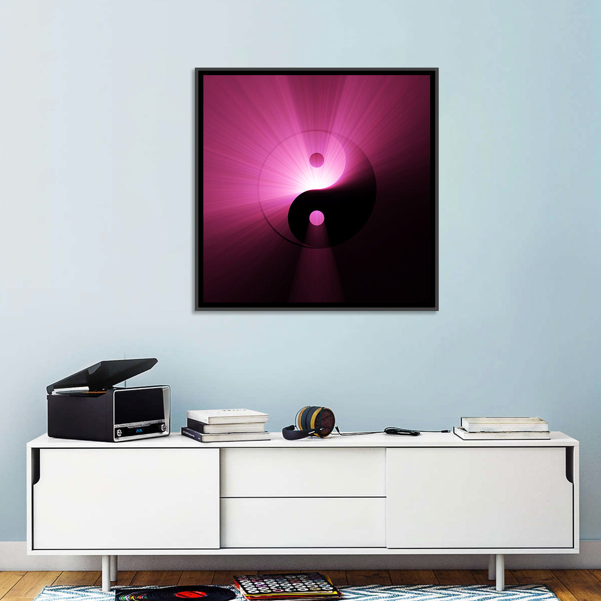 Magenta Yin Yang Symbol Wall Art
