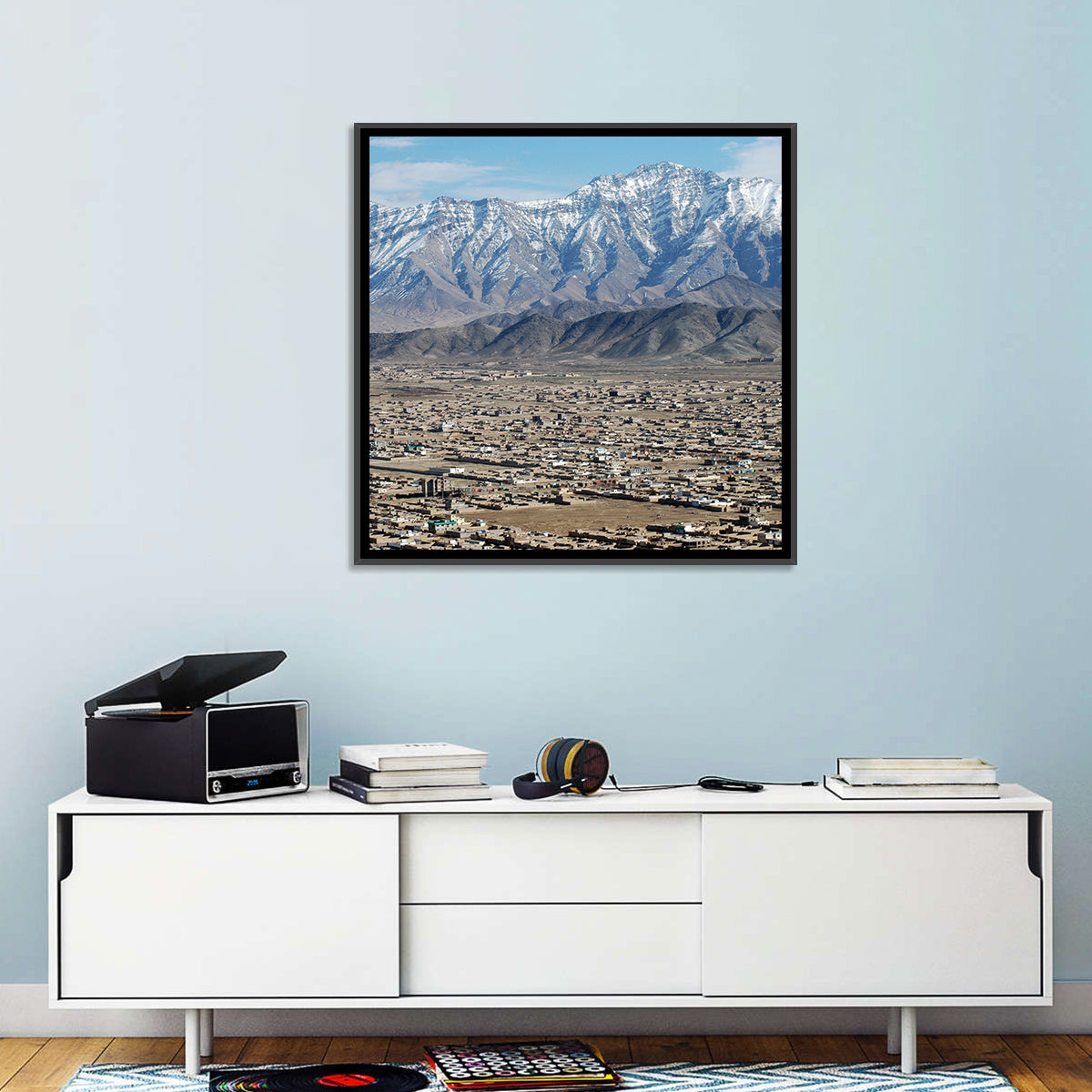 Kabul from Above with Snow-capped Mountains Wall Art