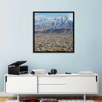 Kabul from Above with Snow-capped Mountains Wall Art
