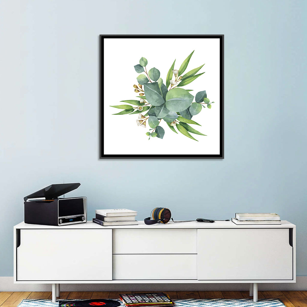 Eucalyptus Leaf Watercolor Cluster Wall Art