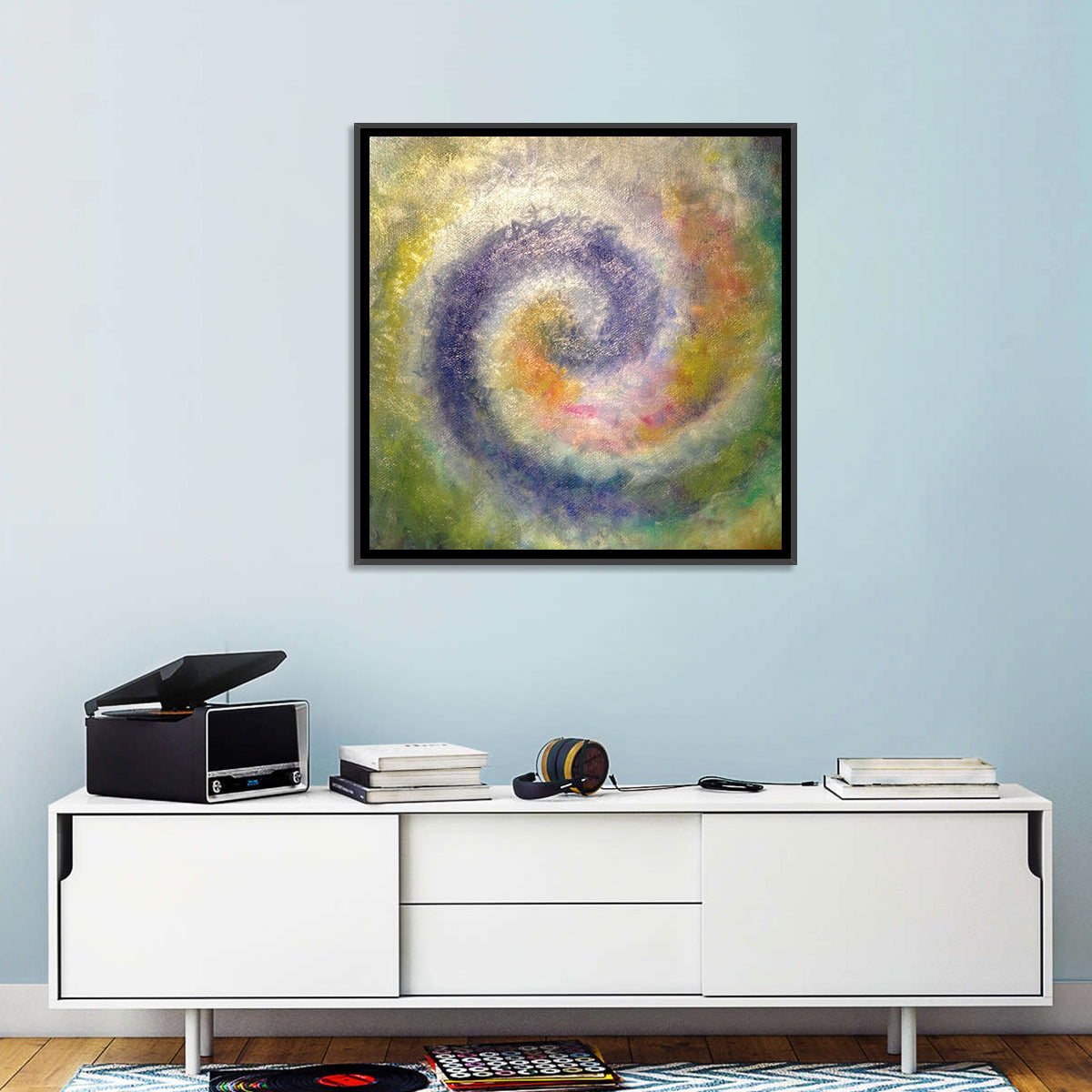 Spiral Golden Ratio Wall Art in a room, square