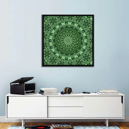 Green Botanical Kaleidoscope Mandala Wall Art