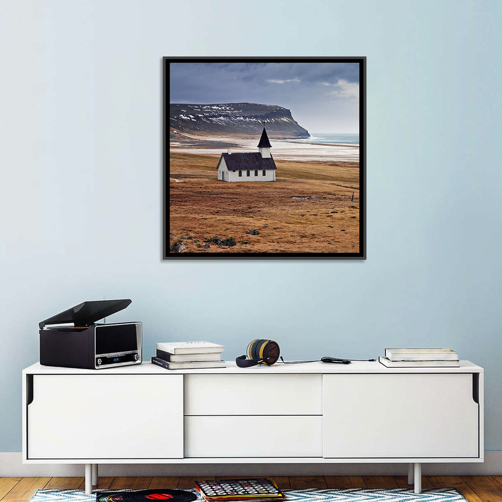 Icelandic Church with Dark Steeple Wall Art