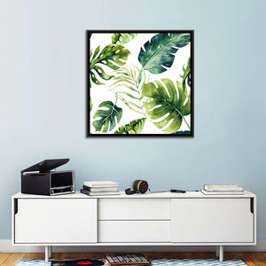 Green Watercolor Leaves Wall Art