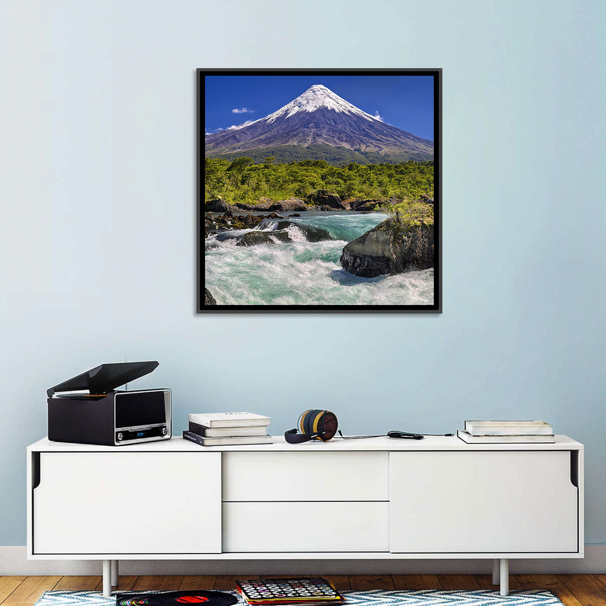 Osorno Volcano Over Petrohue Rapids Wall Art