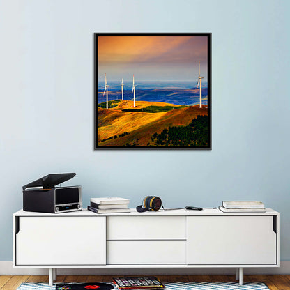Golden Hour Wind Turbines Wall Art